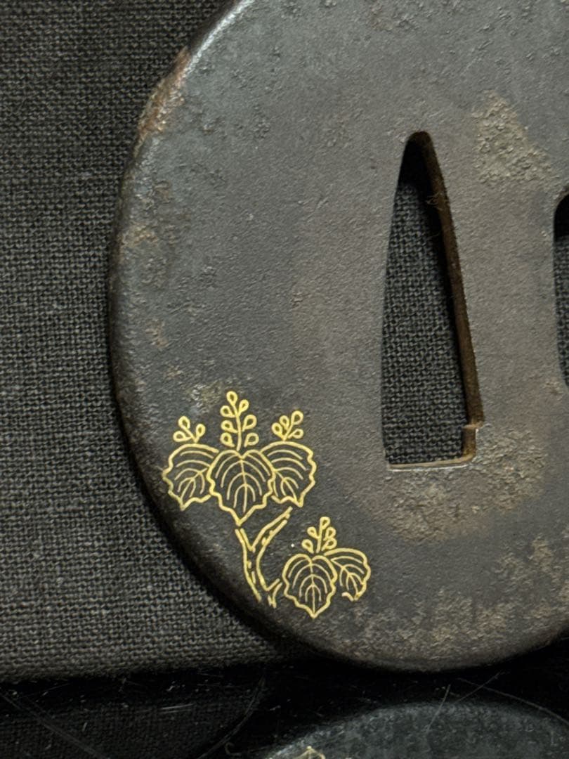 時代 古作 金銀象嵌 金象嵌 鍔 2点 武具 闘争具