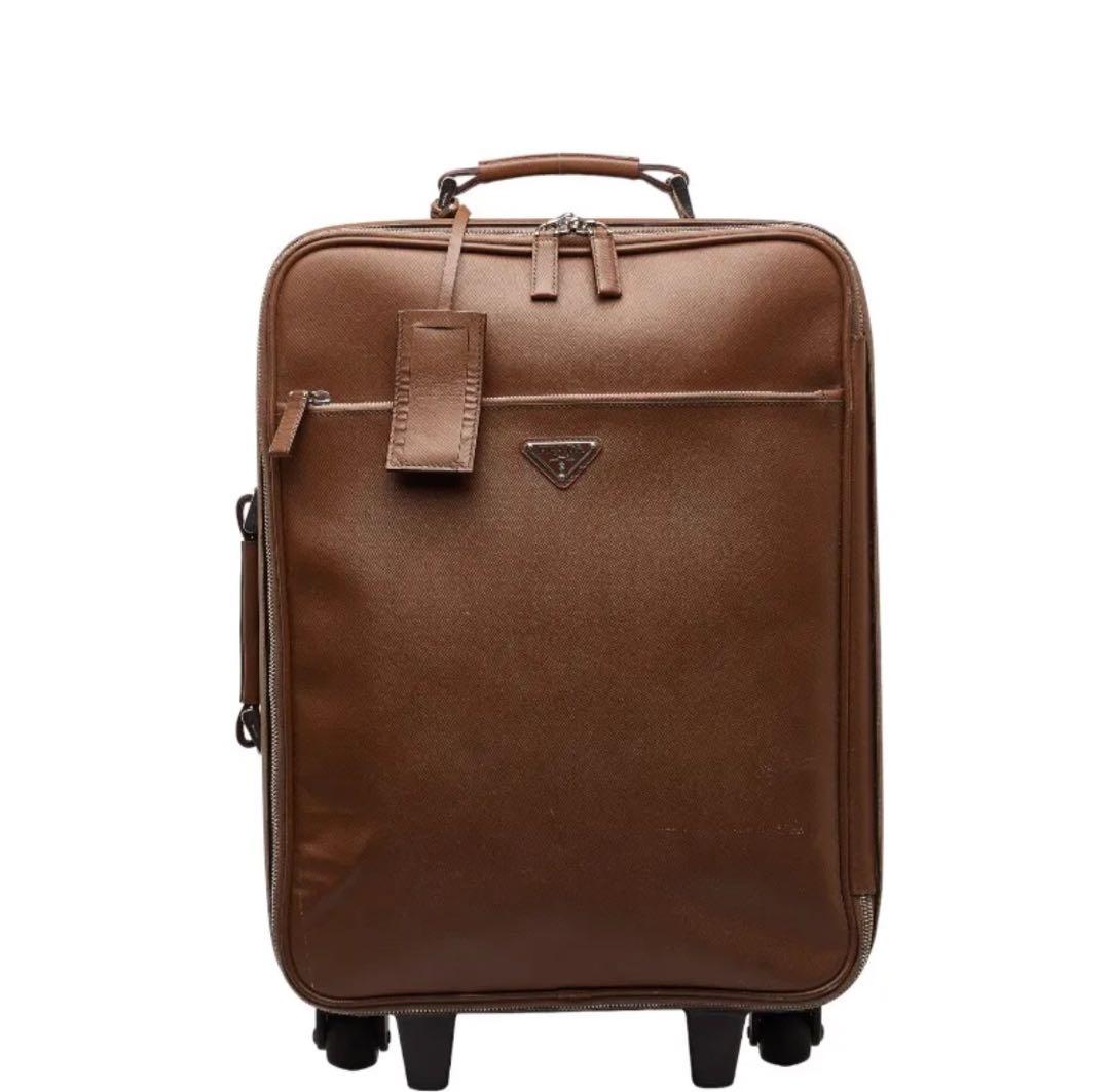 プラダPRADA 三角ロゴ　サフィアーノ　キャリーケース　ブラウン