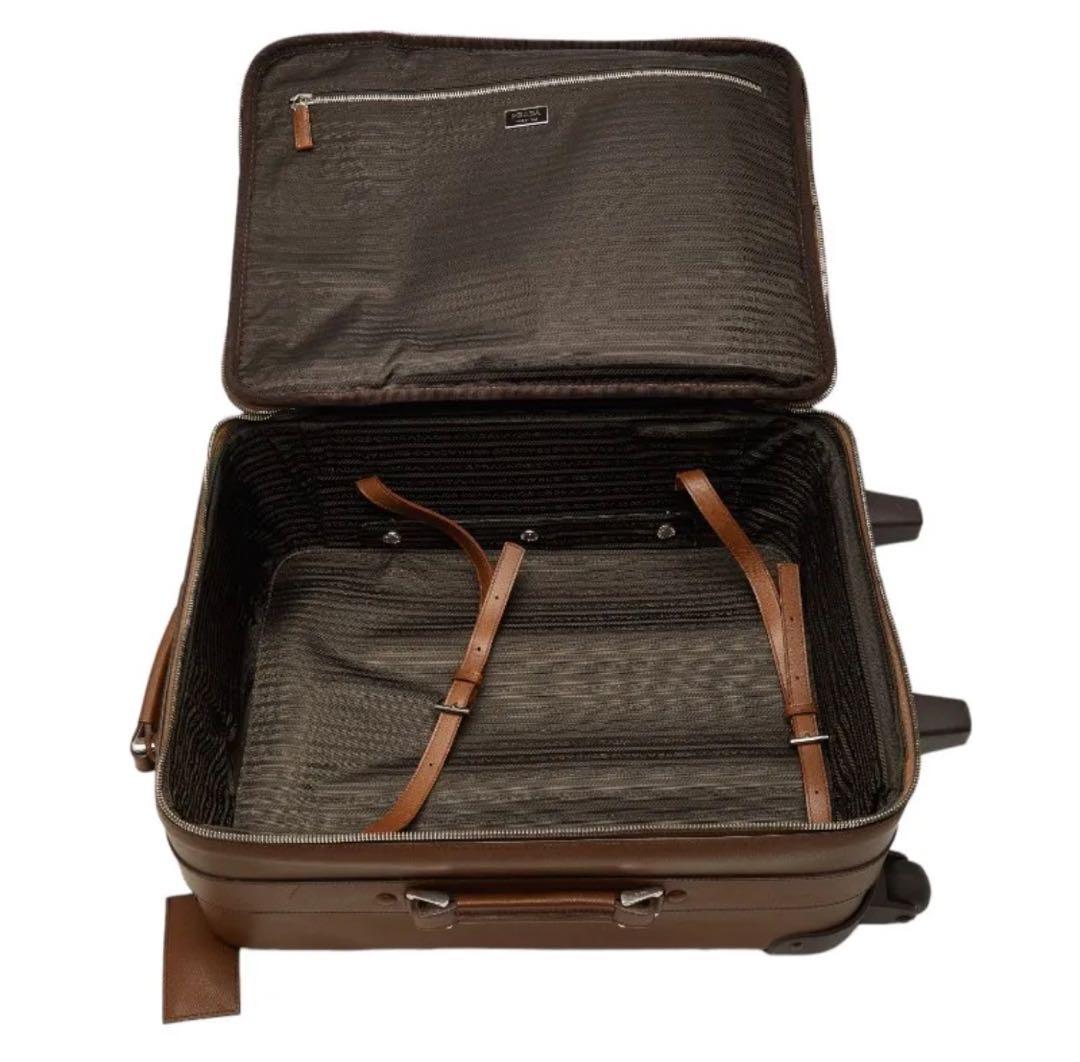 プラダPRADA 三角ロゴ　サフィアーノ　キャリーケース　ブラウン