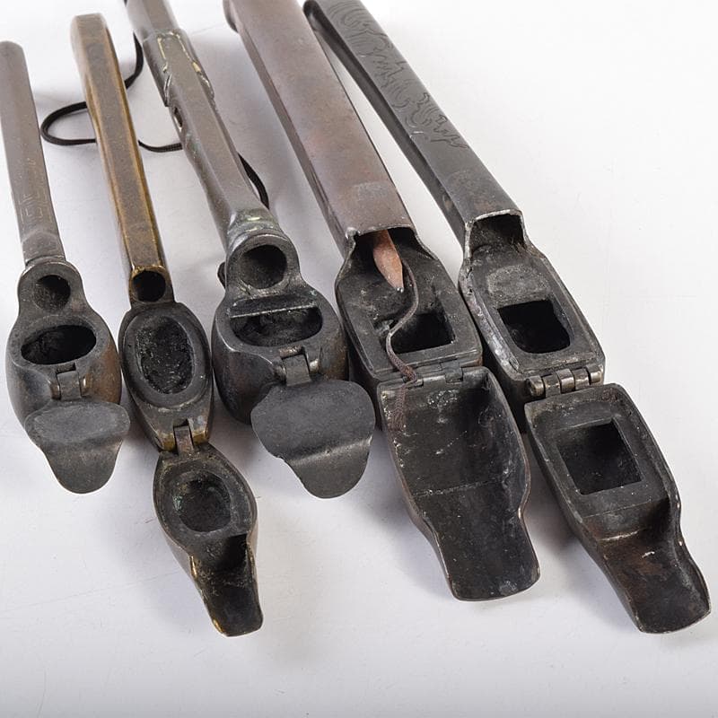 時代提げ物　書道具　古銅　矢立　5点まとめて　M　R7837