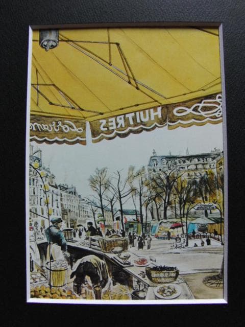 藤田嗣治、「テルヌ広場」、希少画集より、状態良好、新品高級額装付