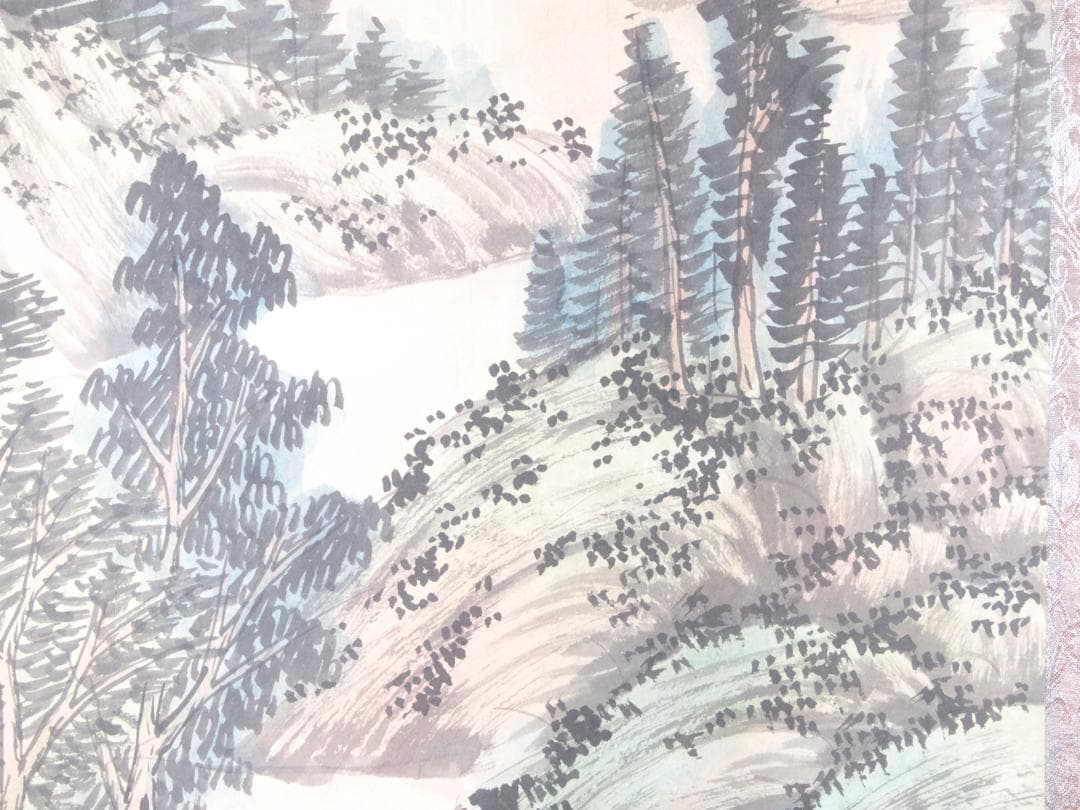 【骨董掛け軸】風景図 中国　唐時代 肉筆保證 唐物唐本AK1019A10-3