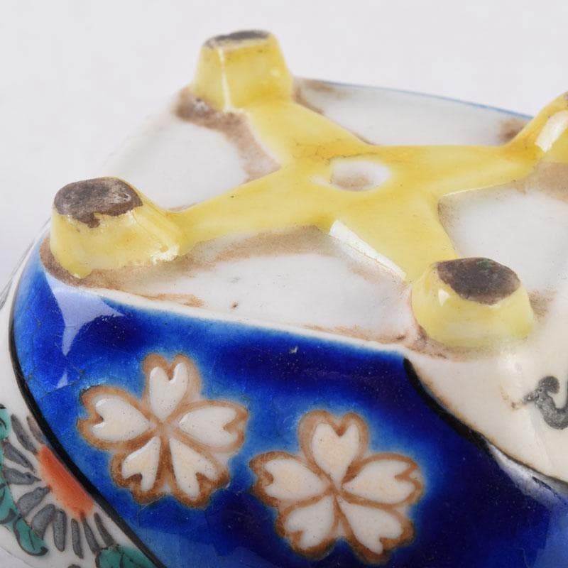 茶道具　色絵　花草文　香合　時代箱　C　8475