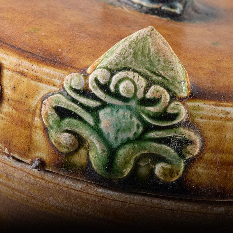 中国　唐三彩　蓋壷　飾壷　C　R8561H