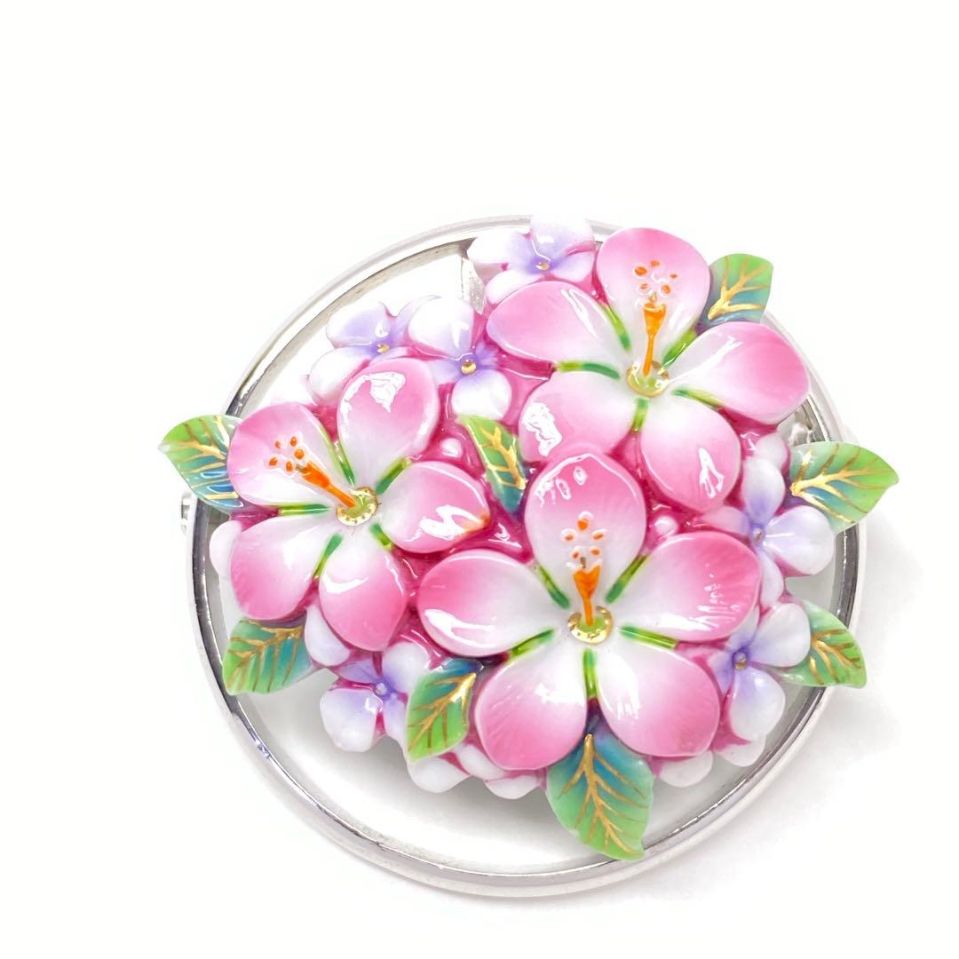 俊兼 トシカネジュエリー 花 ピンク フラワー ブローチ&ネックレストップ