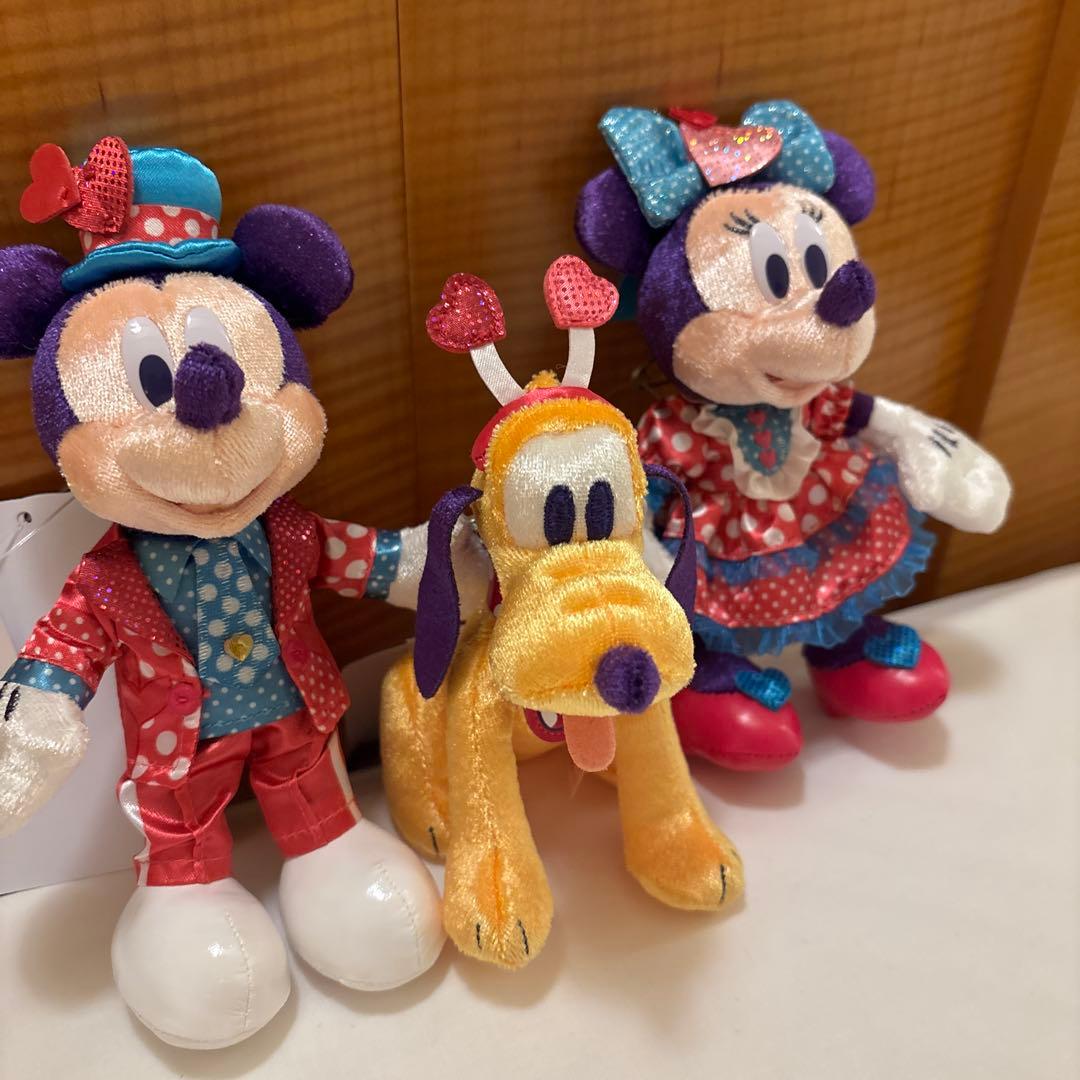 3体セット ミニパル ぬいぐるみバッジ ミッキー ミニー プルート　ディズニー