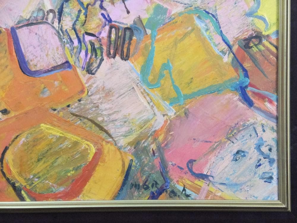 現代美術　星守雄　直筆サイン『馬を見る』キャンヴァスに油彩 12号 11218A