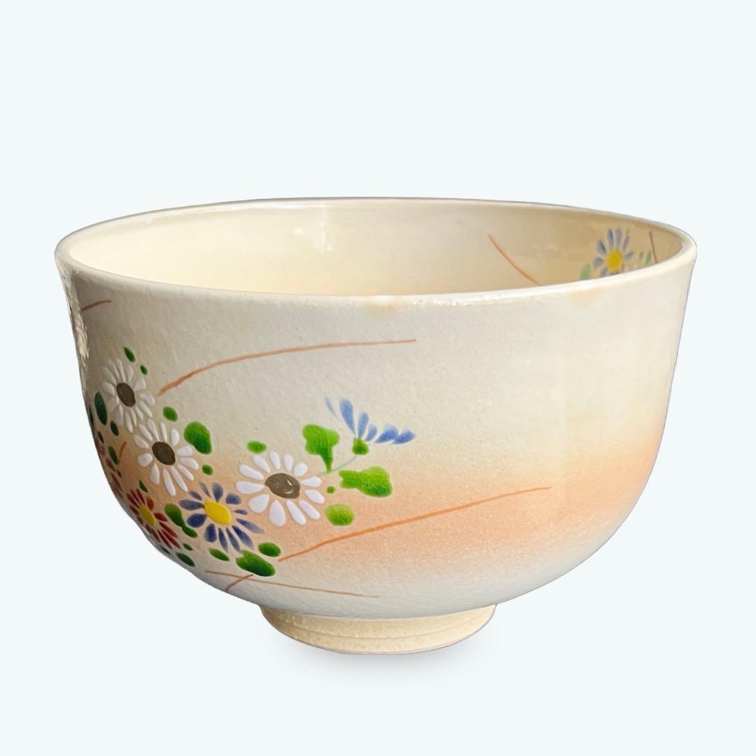 茶碗　清水焼　色絵　菊　抹茶茶碗　抹茶碗