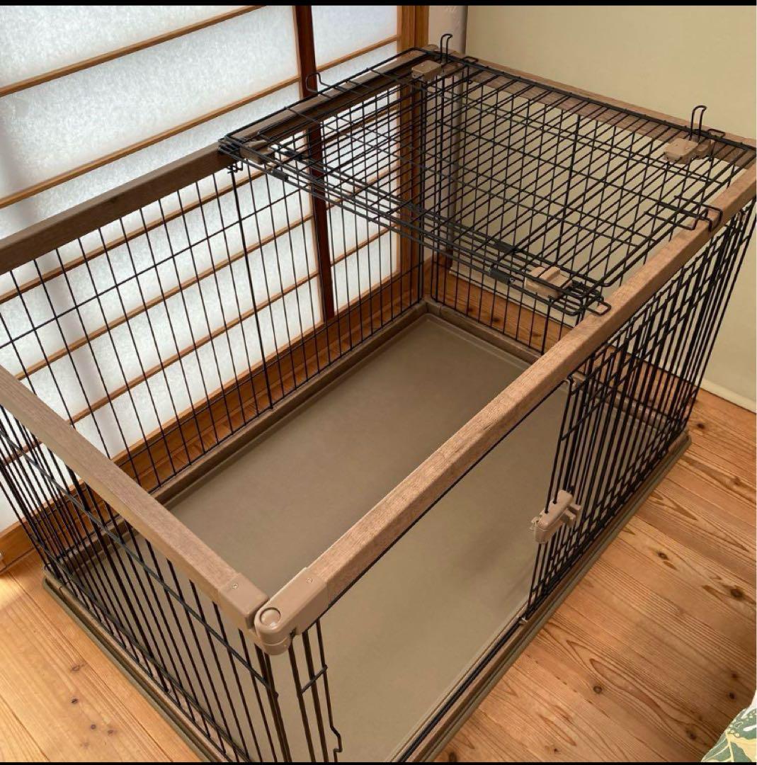 【美品】アイリスオーヤマ 犬 サークル ウッディサークル ブラウン