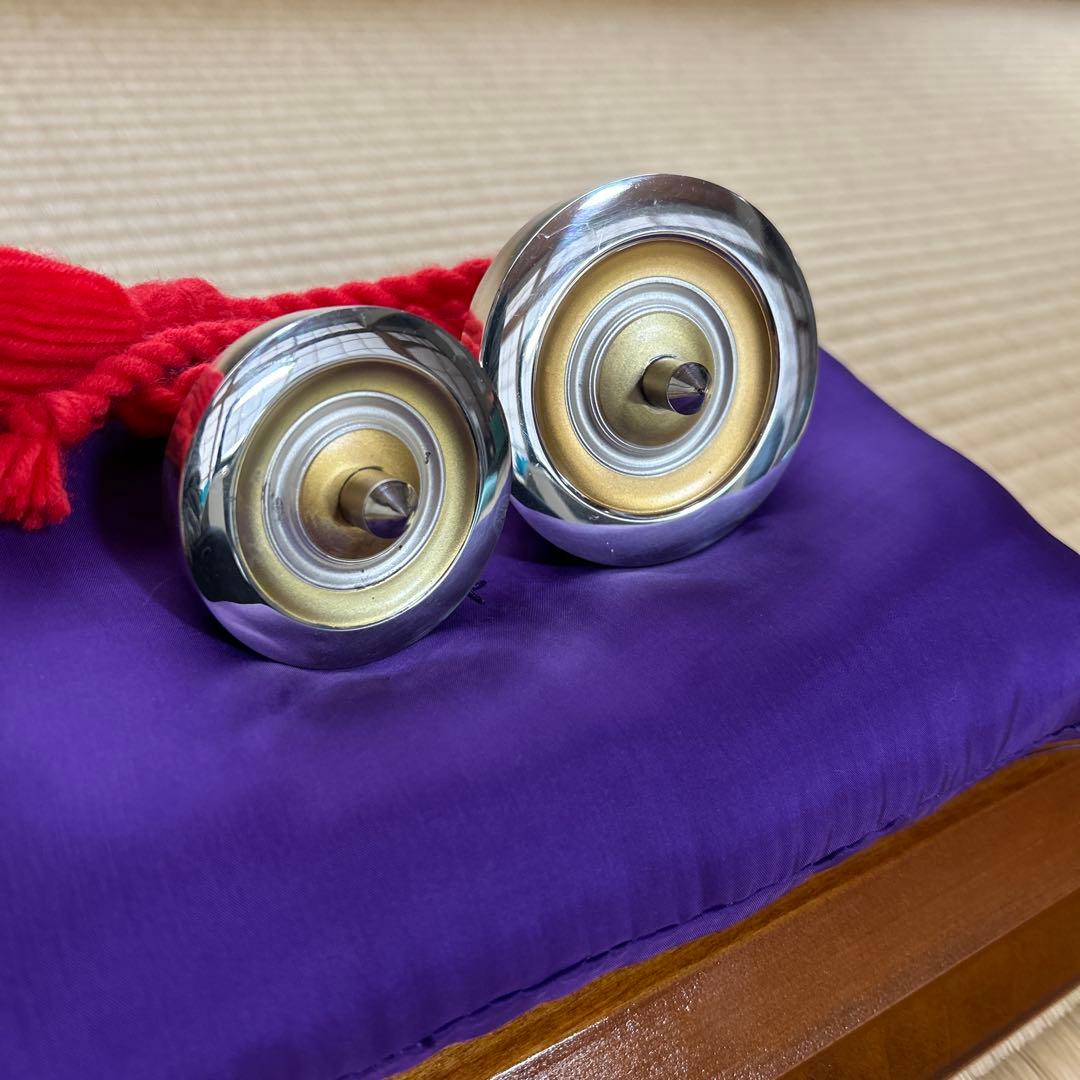 金工家作 純銀製独楽置物　ガラスケース付駒の銀