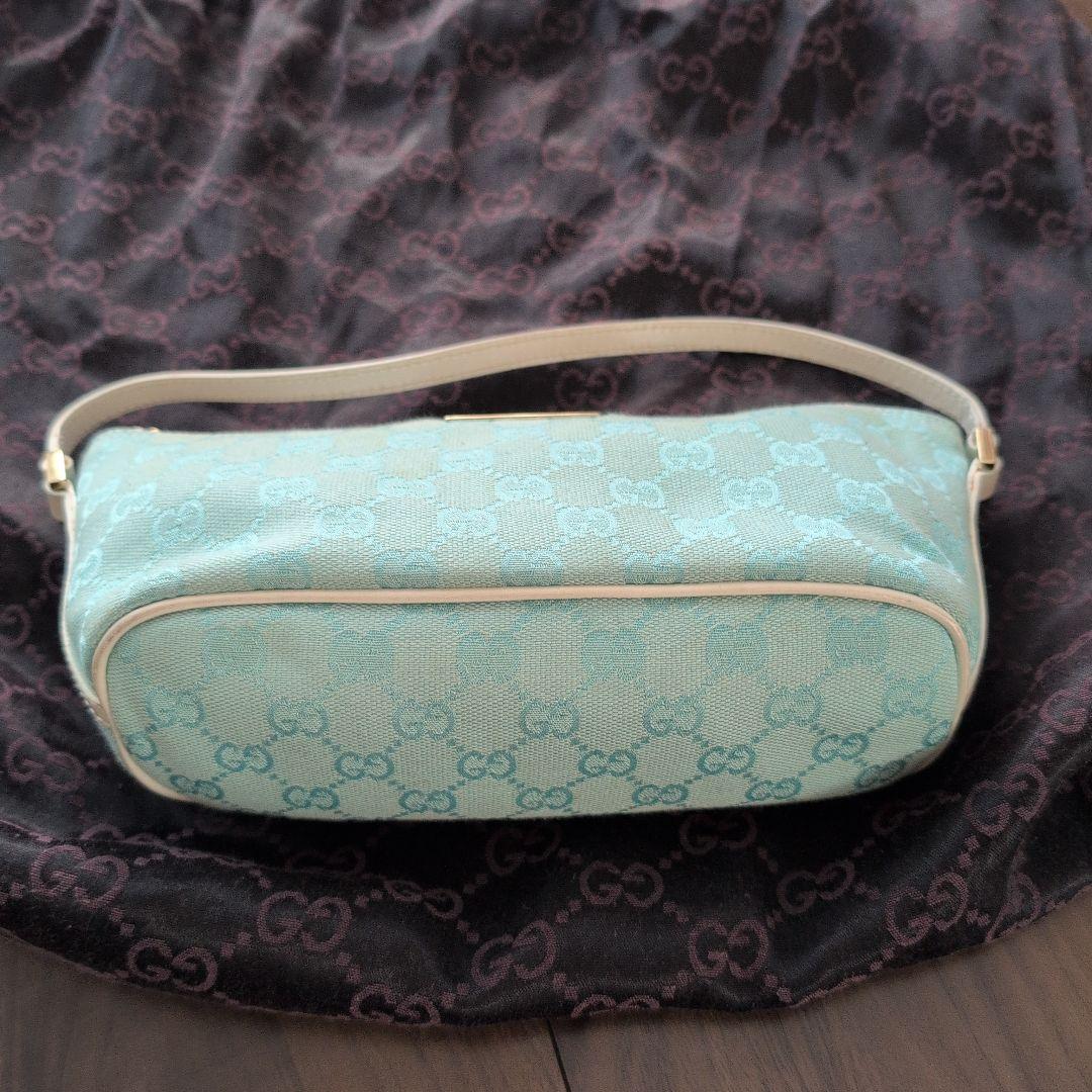 GUCCI　イタリア製　 水色 キャンバス ハンドバッグ 保存袋付き