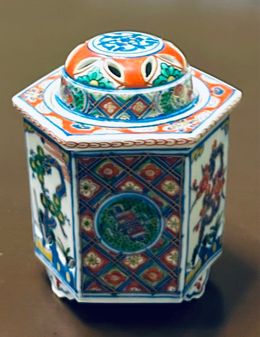 六面香炉　角福　陶器　骨董　美術品