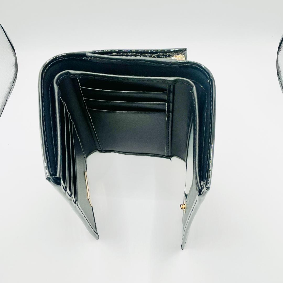 Vivienne Westwood 特価 がま口 定番 折財布 黒 エナメル