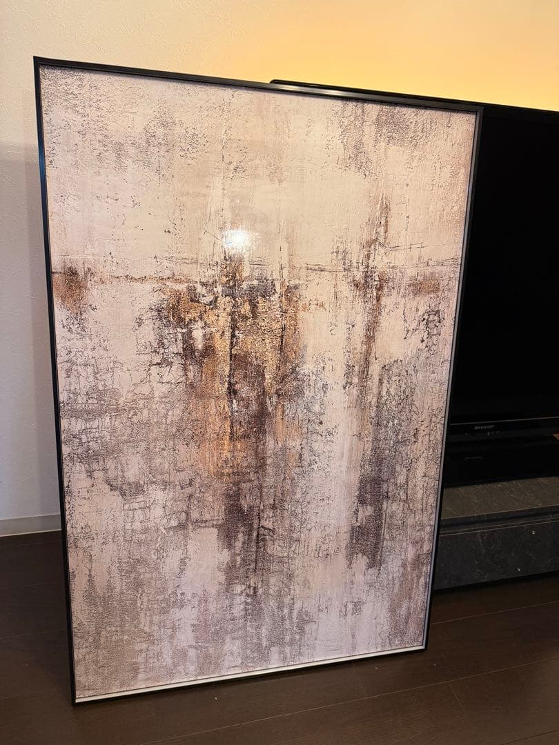 訳あり※特大抽象画 120*80cm ベージュとブラウン大きい　おしゃれ　モダン