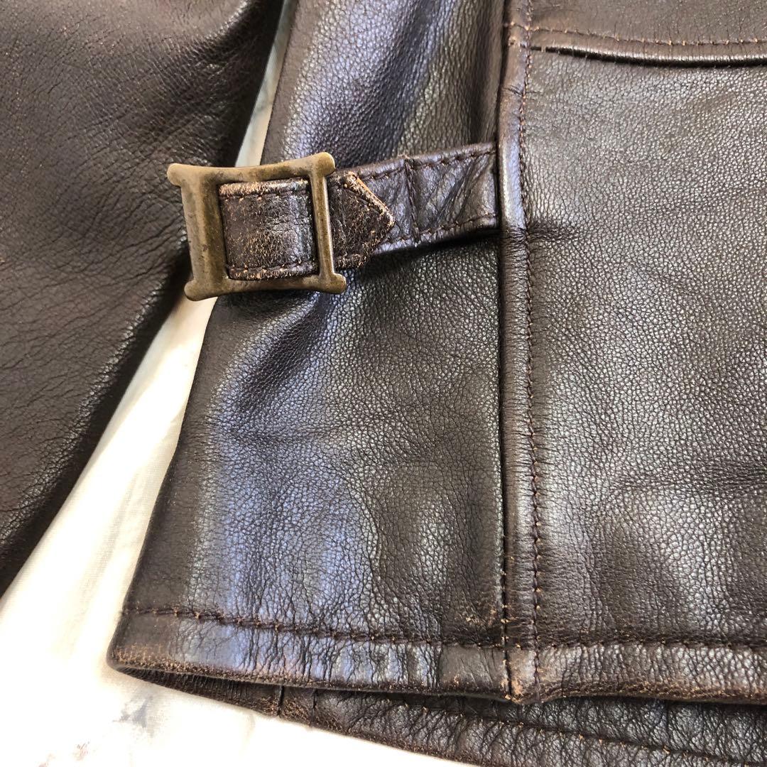 AVIREXアヴィレックス　レザージャケット　シングル　ライダース　ブラウン　L