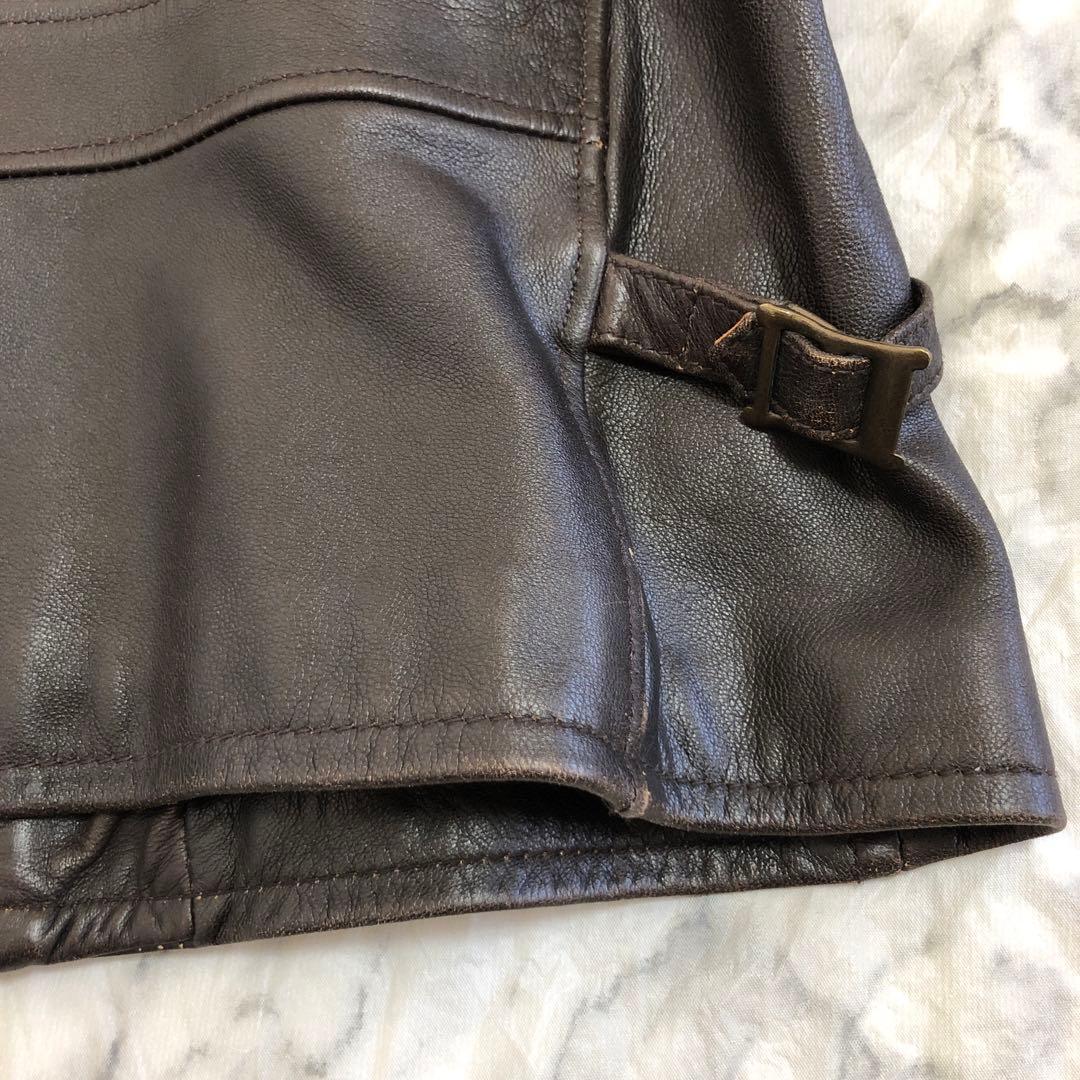 AVIREXアヴィレックス　レザージャケット　シングル　ライダース　ブラウン　L