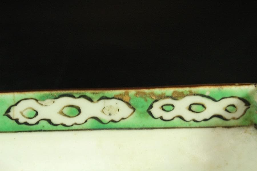 古九谷 四方 皿 六客 時代物(K-XA844)