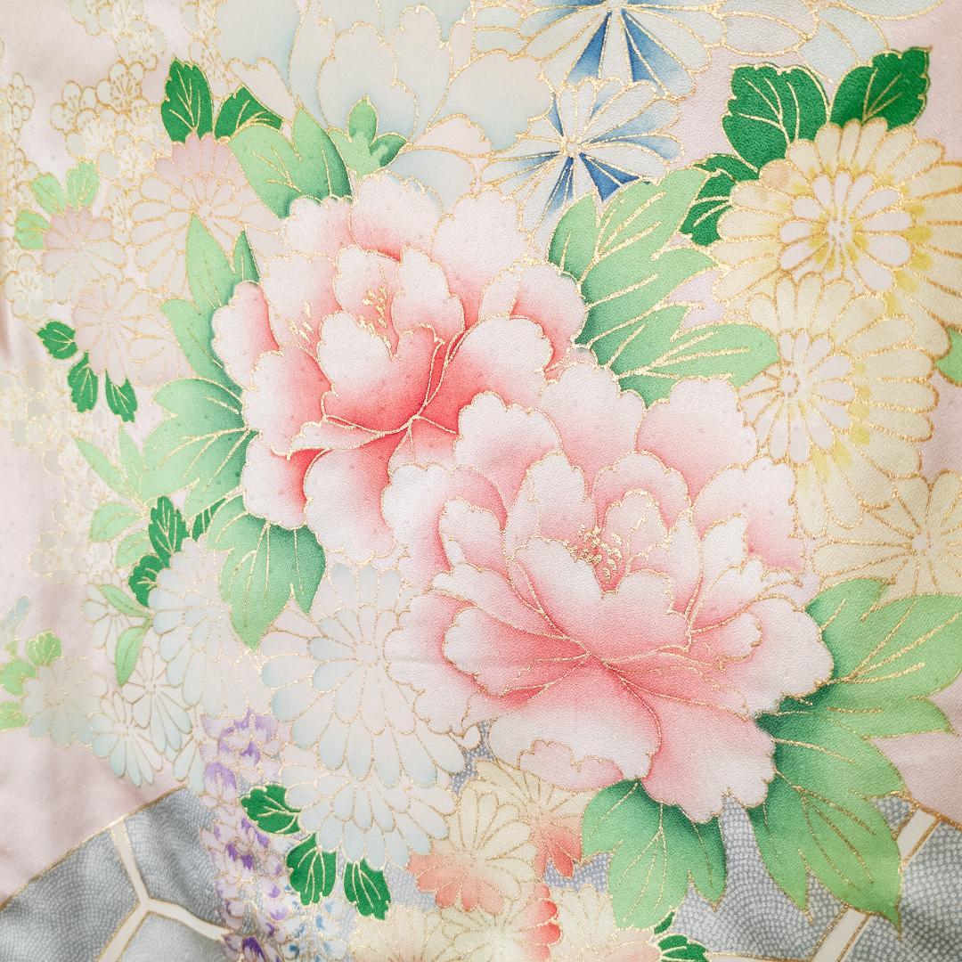 ルーピー R7SK1311 振袖+帯 2点セット 豪華な花々 六通柄