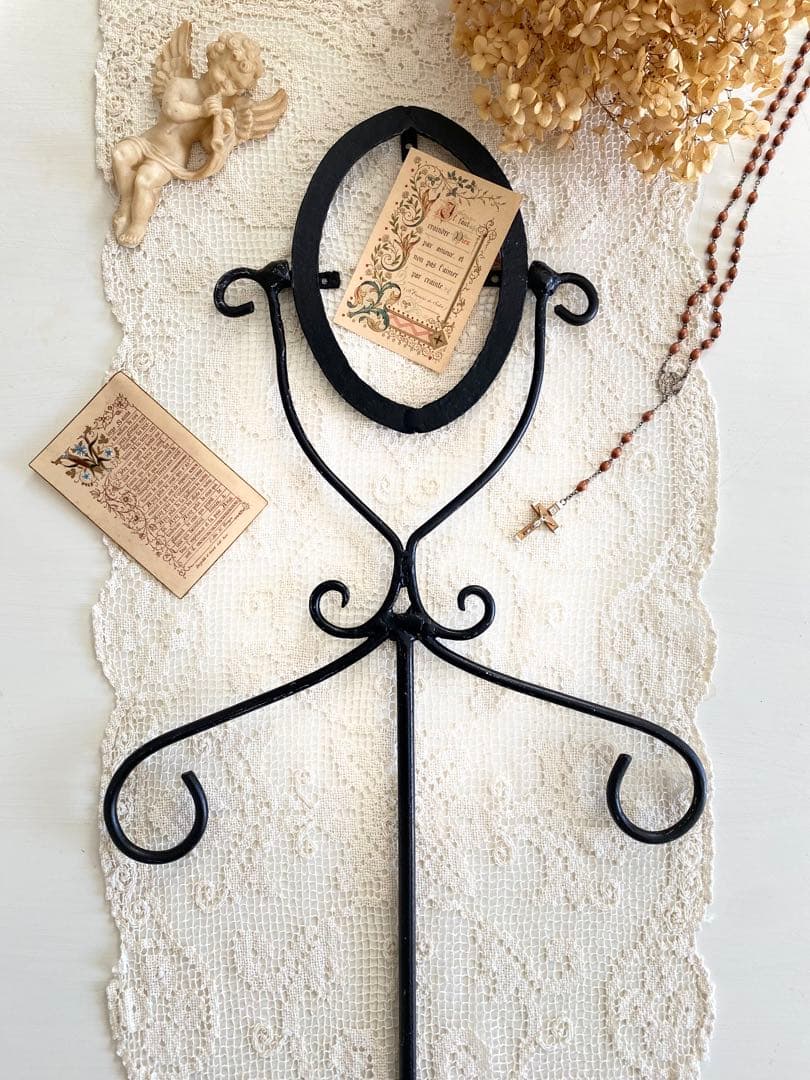 レア♡フランスアンティーク アイアン製オーバル型 フレーム