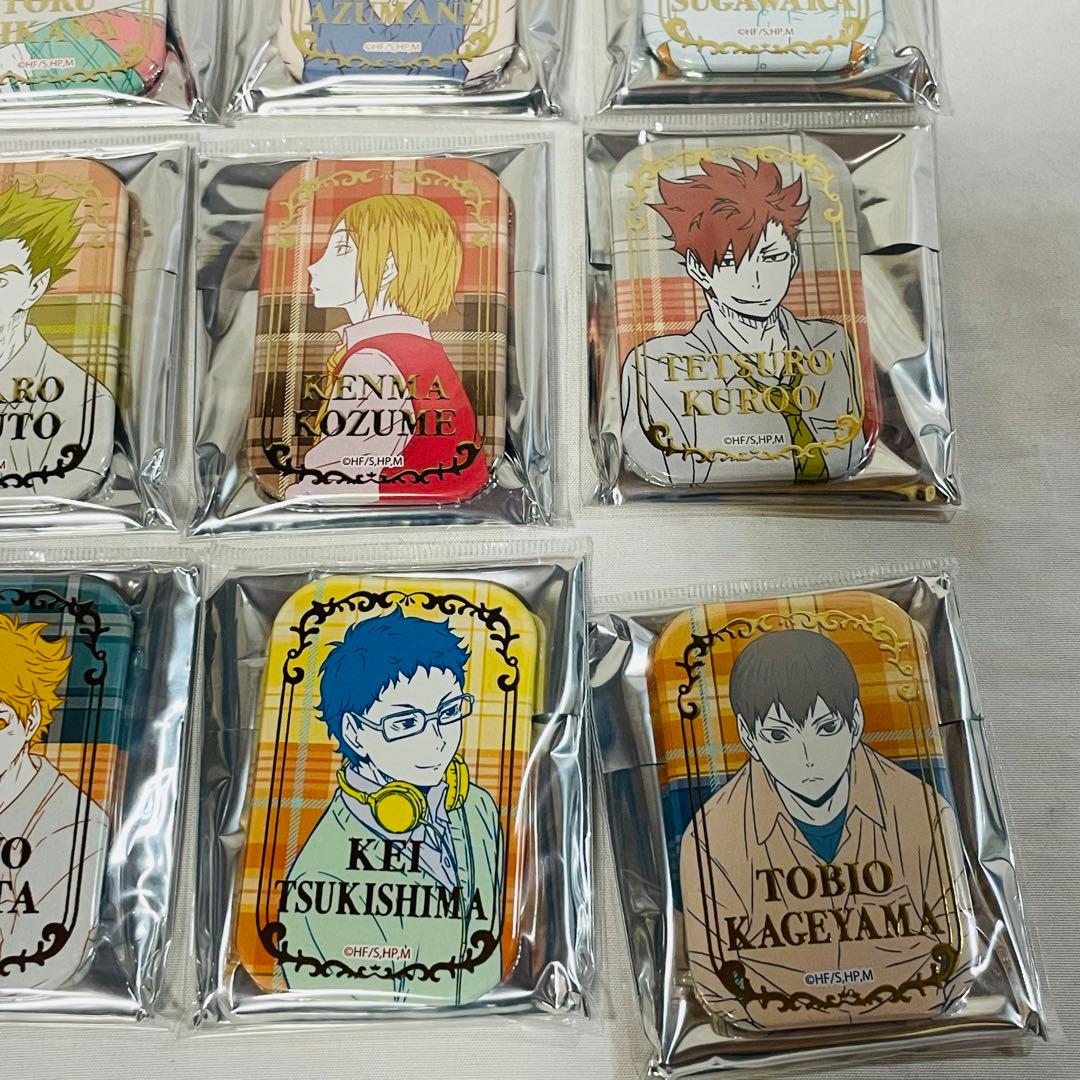 ハイキュー　未開封品　スクエア缶　バッジセット　オフショット×カラー第一弾
