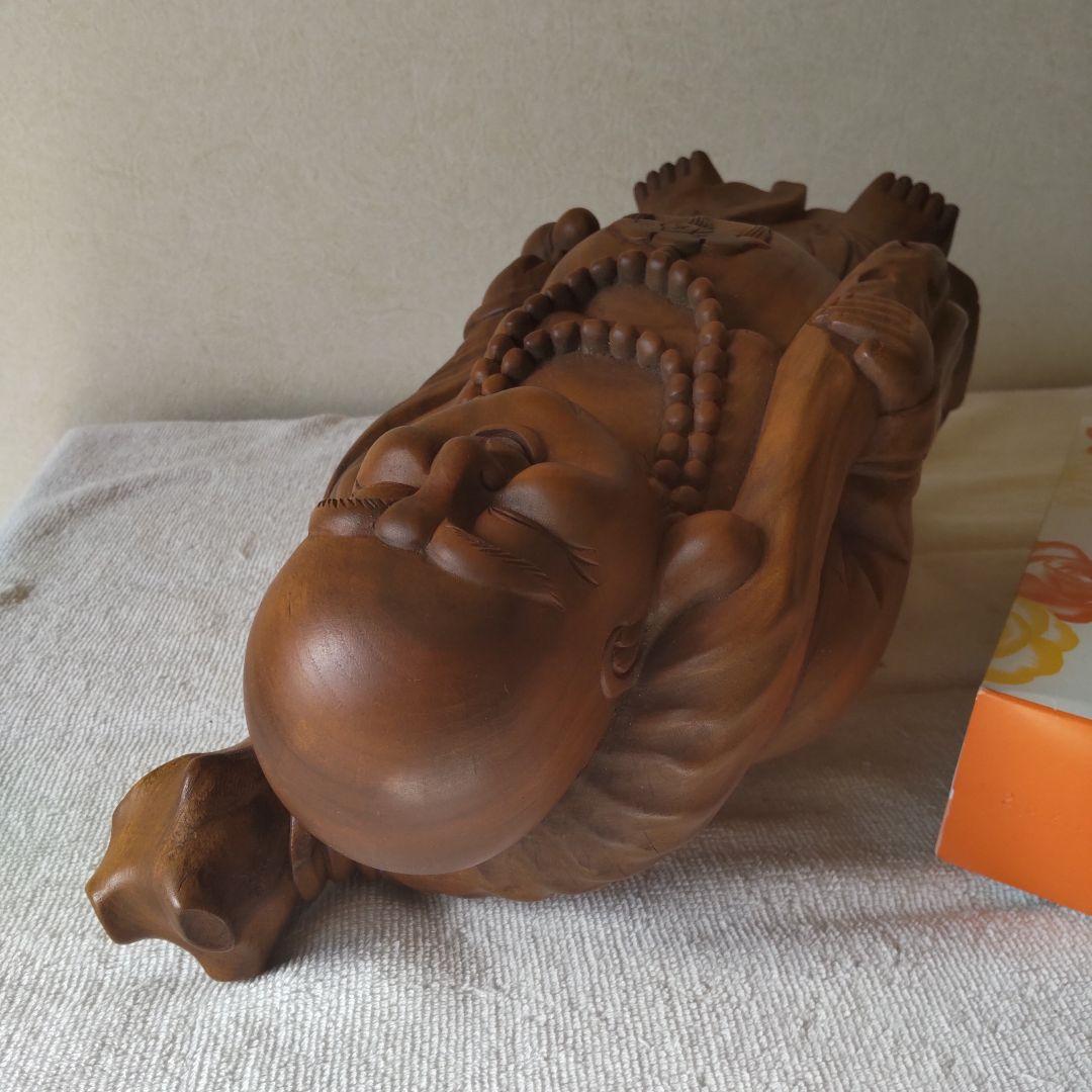 美品 布袋様 35㎝ 3㎏ 芯材上等品の木彫り 布袋尊 蔵出し