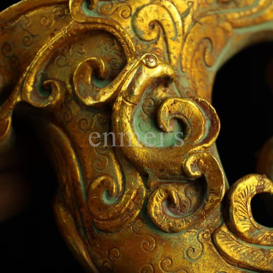 旧蔵 純銅製 鎏金 獣形 酒杯 古銅器 お酒用グラス・純手作り・案頭・酒具・置物