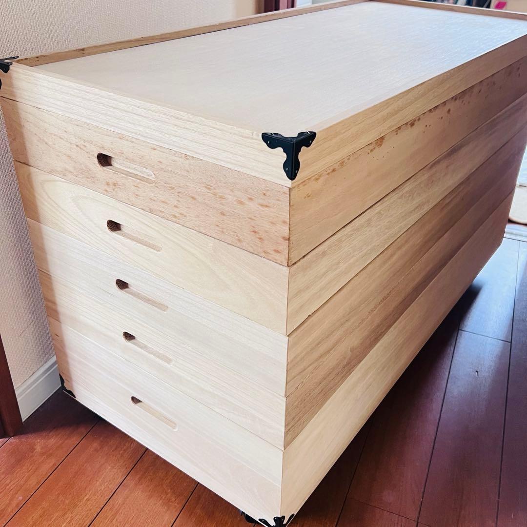 キャスター付き‼️ レトロ 桐箪笥5段✨ 着物 和服 桐たんす 昭和 レトロ