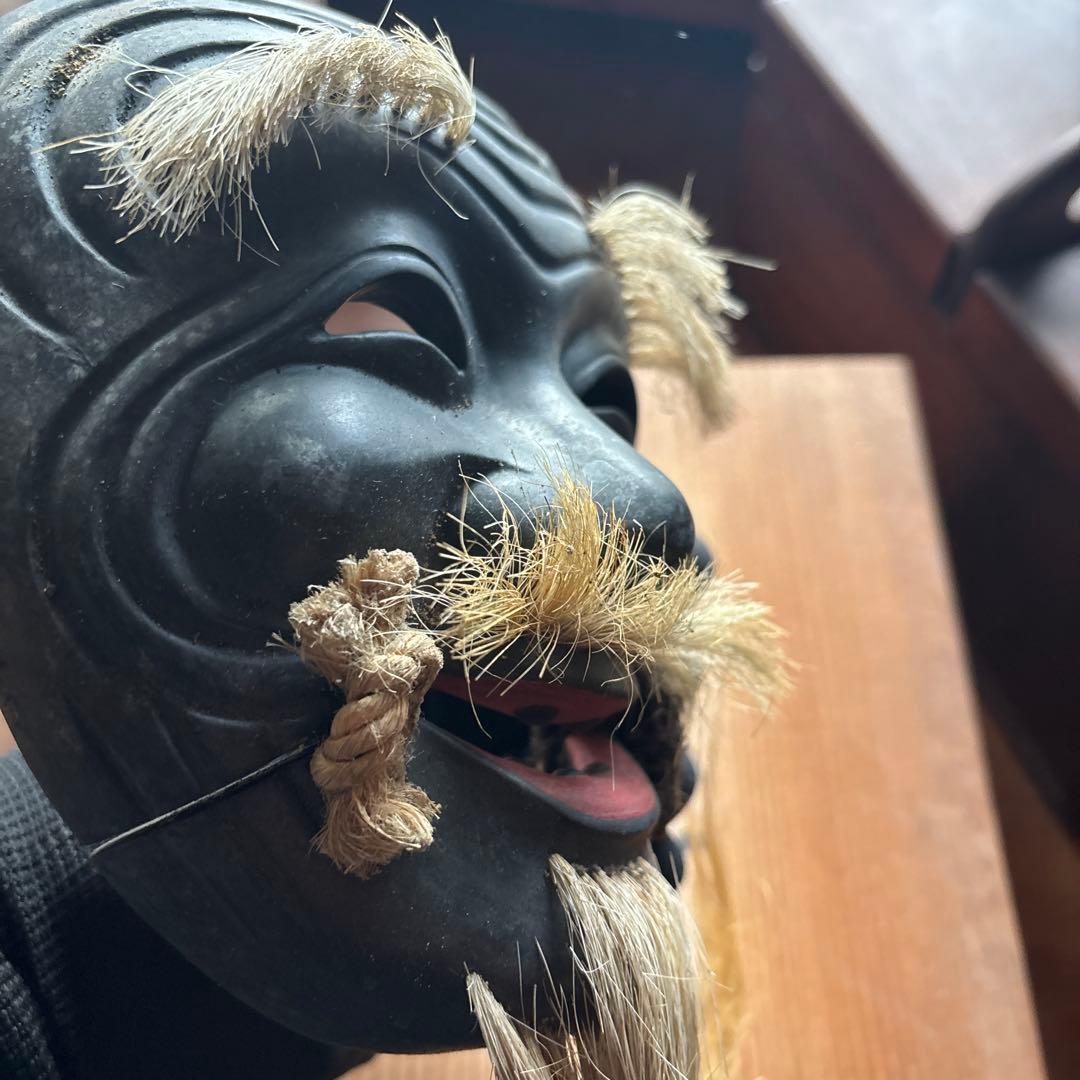 能面 黒式尉 深野陽舟 作 陽柳会会員 箱書きあり 翁面