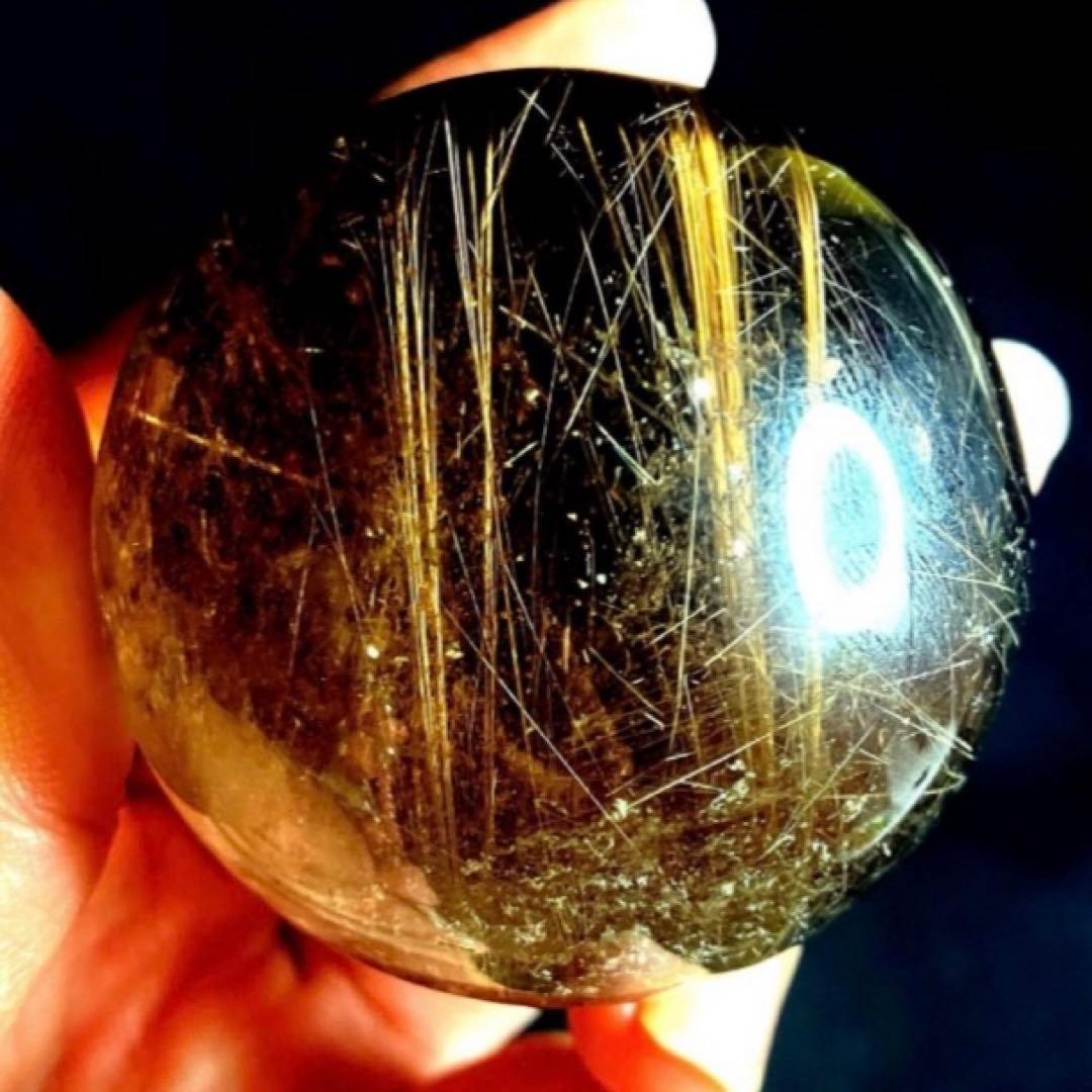 超絶綺麗✨50mm ゴールドルチルクォーツ　丸玉　スフィア　金針水晶