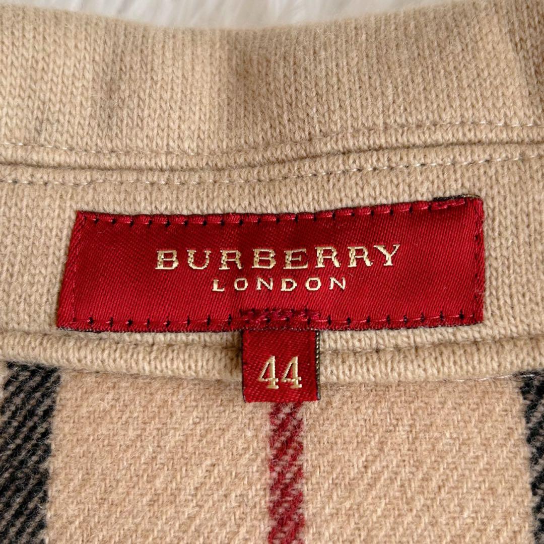 大きいサイズ✨ バーバリー　ウールコート　ノバチェック　ベージュ　刺繍ロゴ　44