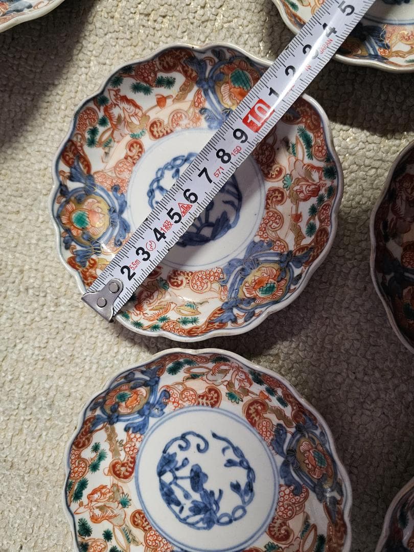 夏*J様 豪華‼️ 幕末明治の染錦 7寸中皿 小皿 なます皿 向付け 各種５客づ