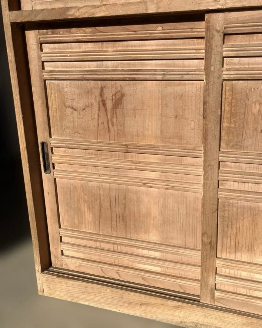 送料込　昭和レトロ　古民家　木製下駄箱　棚　引き戸　キャビネット　アンティーク