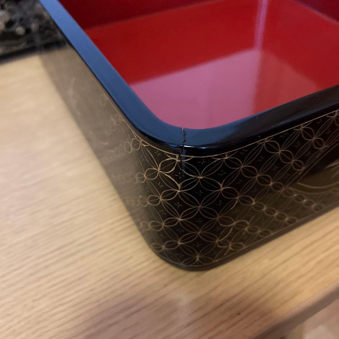 輪島塗　三段重　高級漆器　飾り重　台付