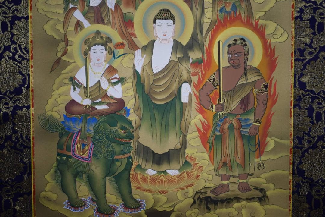 真作/福田素仙/十三仏図/十三佛図/美品/桐共箱付/布袋屋掛軸HH-105
