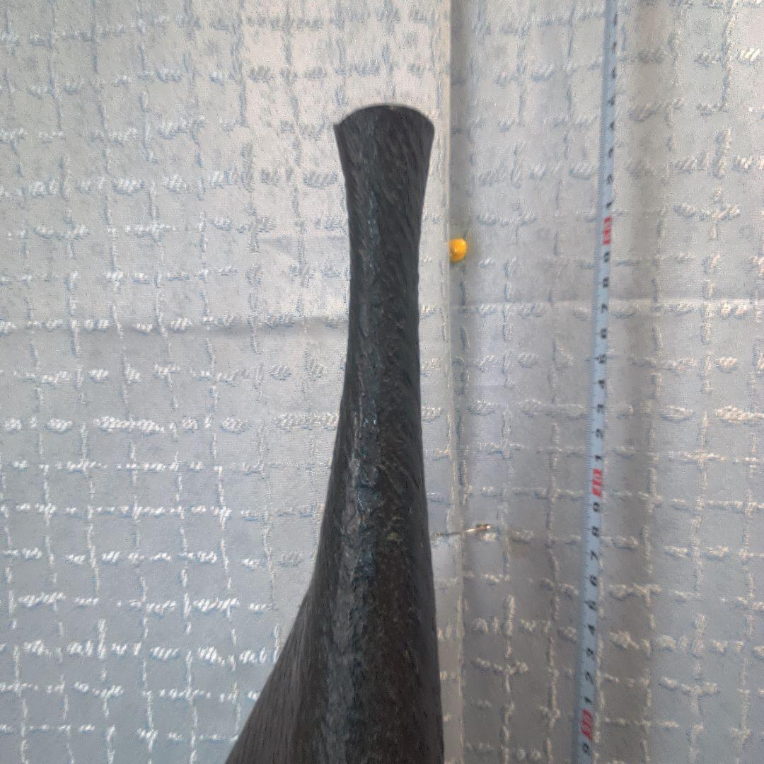 黒い細長い花器 銅製 アート 美術 アンティーク 骨董 まさを