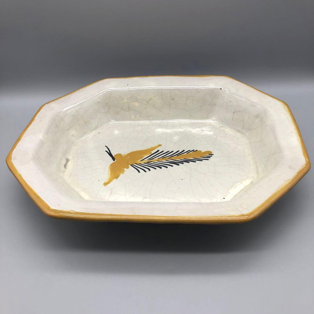 メキシコプエブラタラベラ焼ビンテージ陶器伝統工芸鳥バード八角大皿プレート34cm