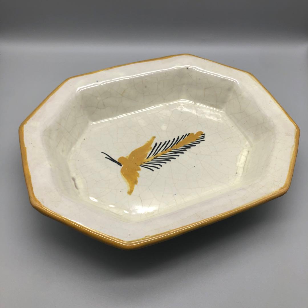 メキシコプエブラタラベラ焼ビンテージ陶器伝統工芸鳥バード八角大皿プレート34cm