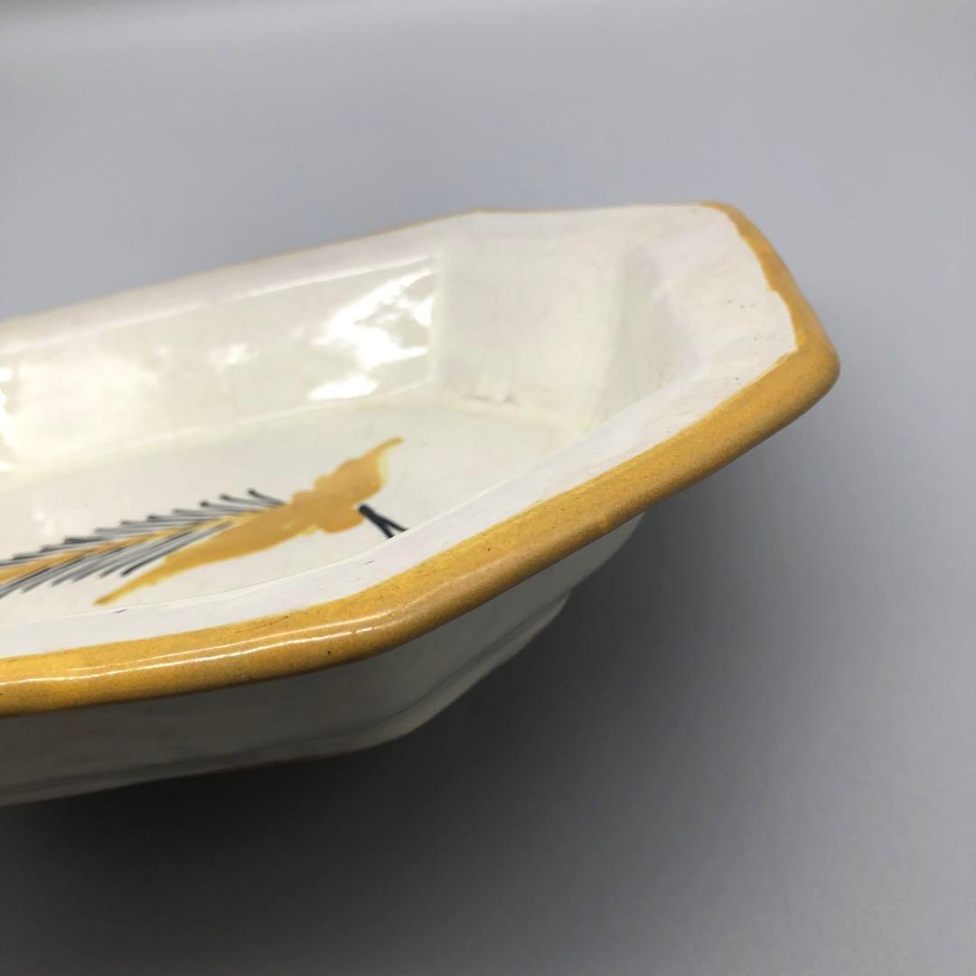 メキシコプエブラタラベラ焼ビンテージ陶器伝統工芸鳥バード八角大皿プレート34cm