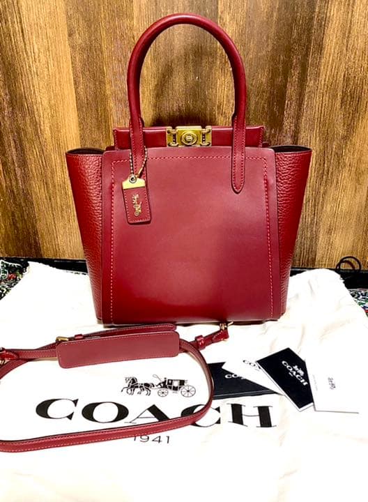 K*様 コーチ トループトート　ディープレッド2way ハンドバッグ