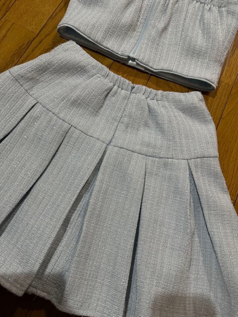 セール中　ROBEdeFLEURS ツイード セットアップ ミニドレス　ブルー