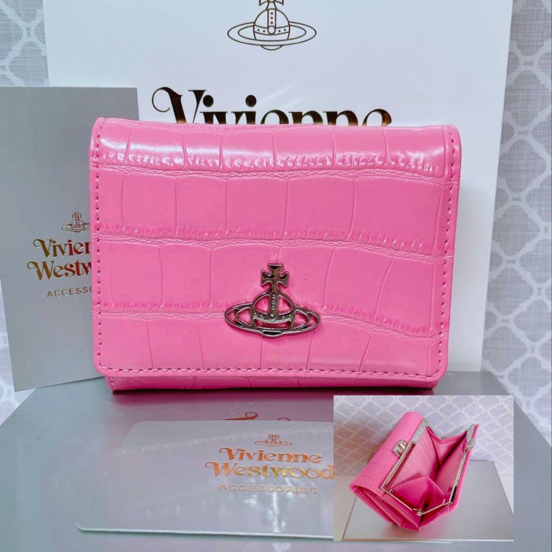 【内側柄も素敵☆最新作】Vivienne Westwood 三つ折財布 ピンク