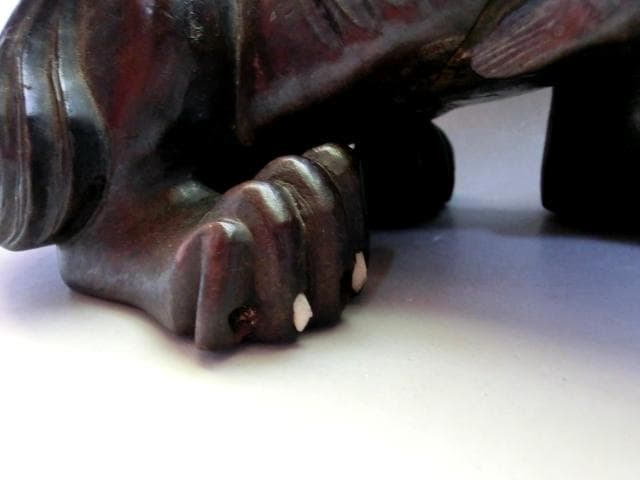 置物■珍獣 虎 唐木 古い時代物の寅 オブジェ 古木彫り 手彫り 時代物 骨董■