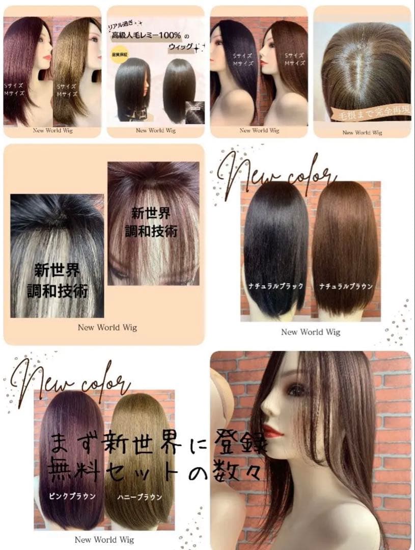 2025新世界　人毛100%　ウィッグ　フルウィッグ　ブラック　医療ウィッグ