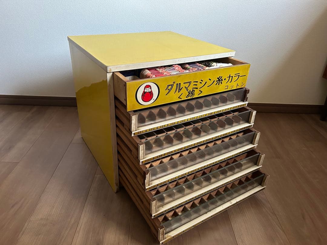 糸ケース　什器　糸　未使用　ダルマミシン　収納棚 引出し　レトロ 陳列棚