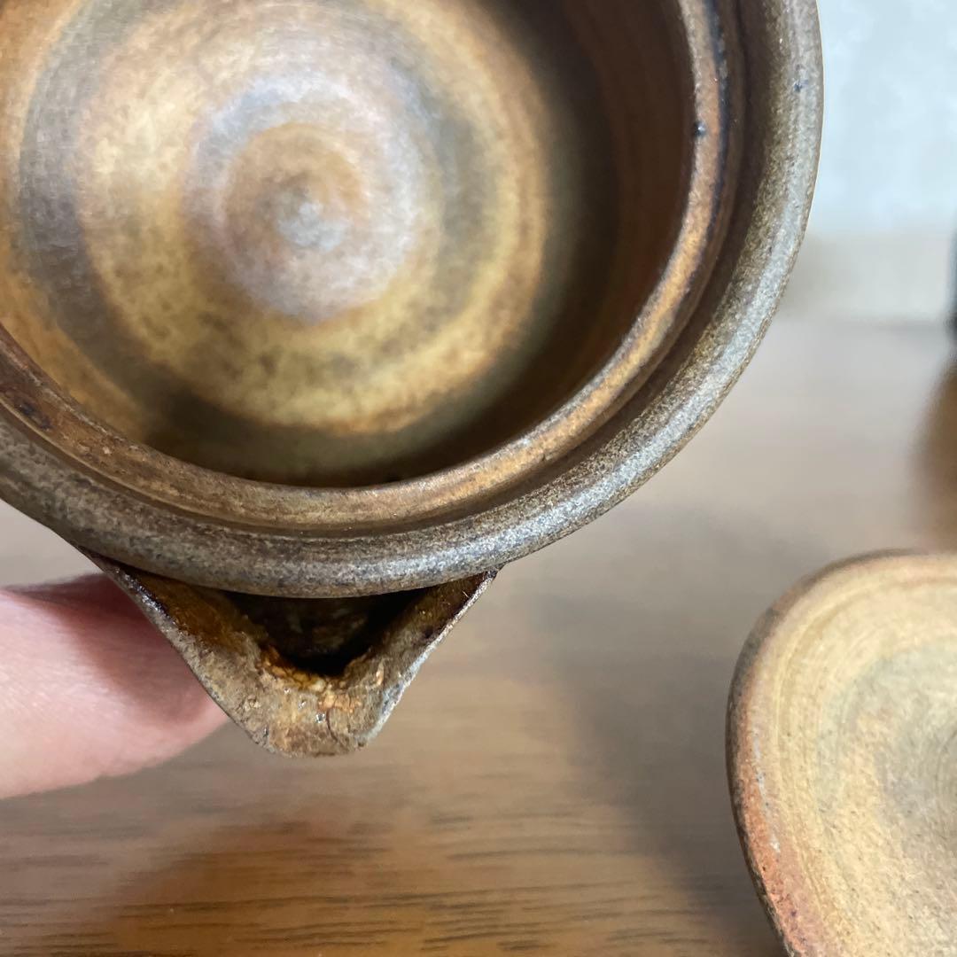 陶器製 茶色 急須 丸型 宝瓶