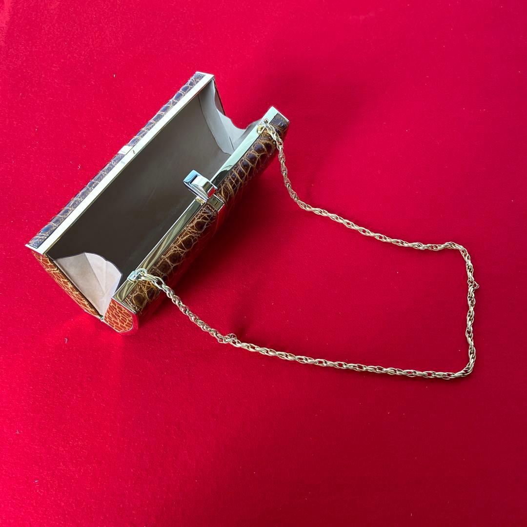 クロコダイル アクセサリーポーチ チェーンショルダー　e1212-E