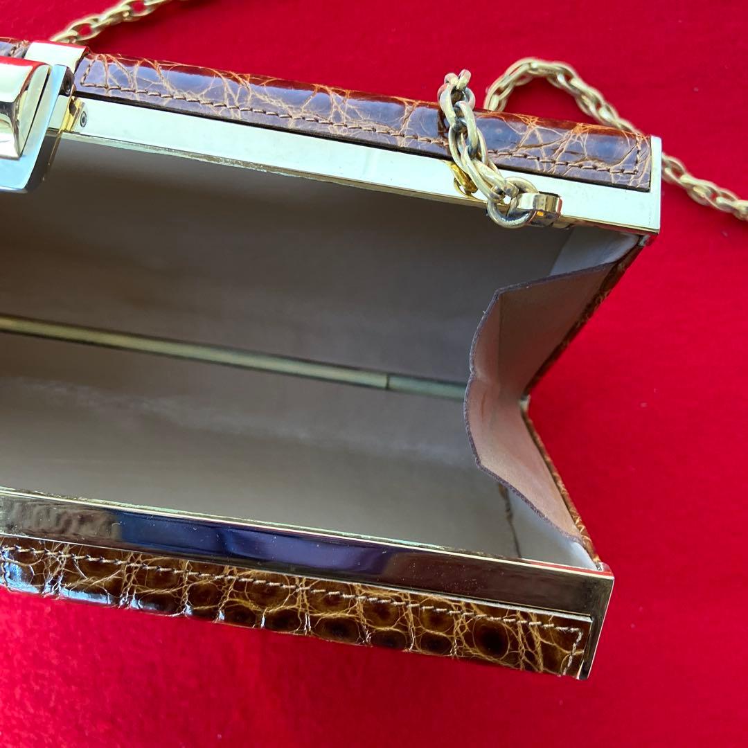 クロコダイル アクセサリーポーチ チェーンショルダー　e1212-E