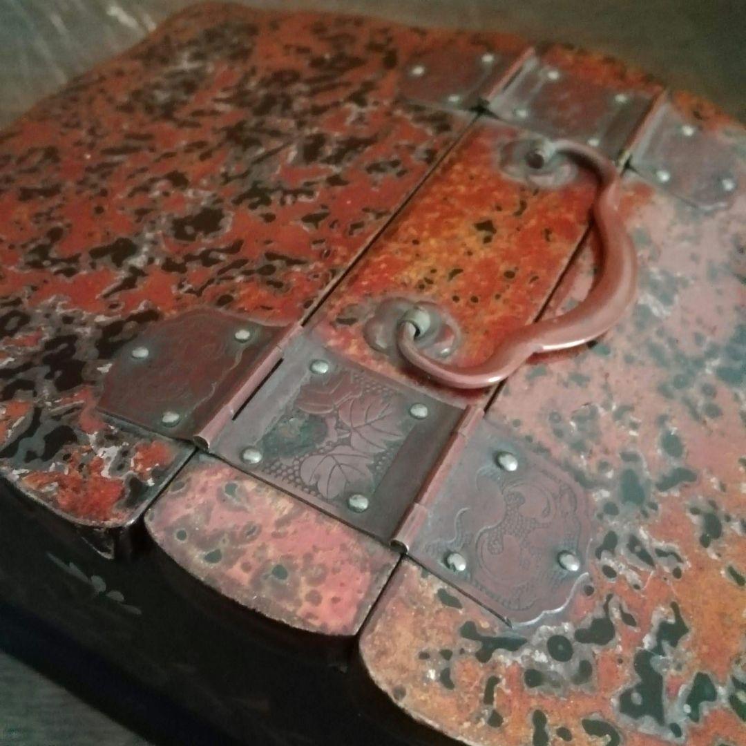 木製　手提げ箱　漆仕上げ　津軽塗　江戸　明治　和骨董　アンティーク