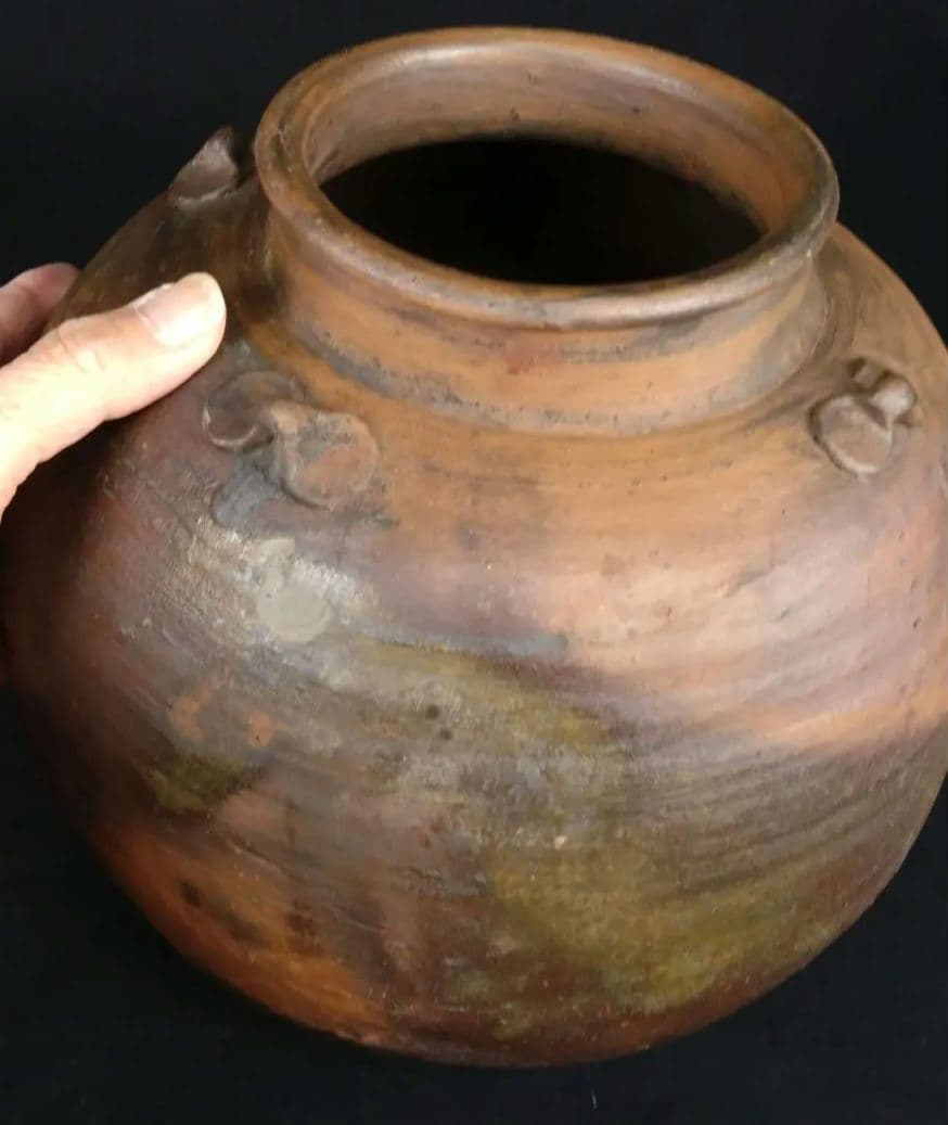 抜群 備前焼 古備前 窯変 四耳葉茶壺 桃山時代 骨董 古美術 茶道具 逸品