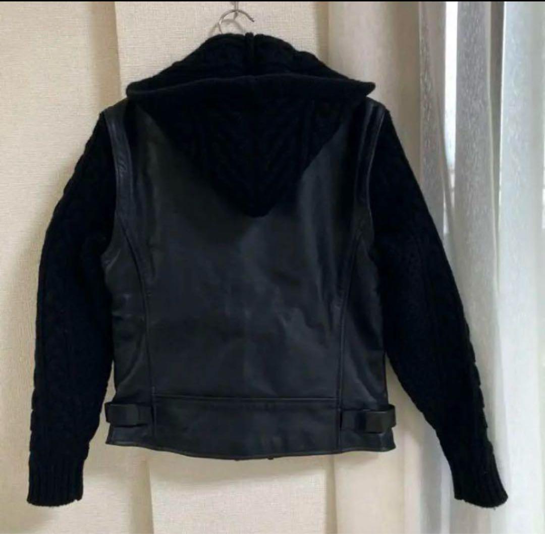85新品/24Karats レザー×ニット ジャケットSライダースジャケット